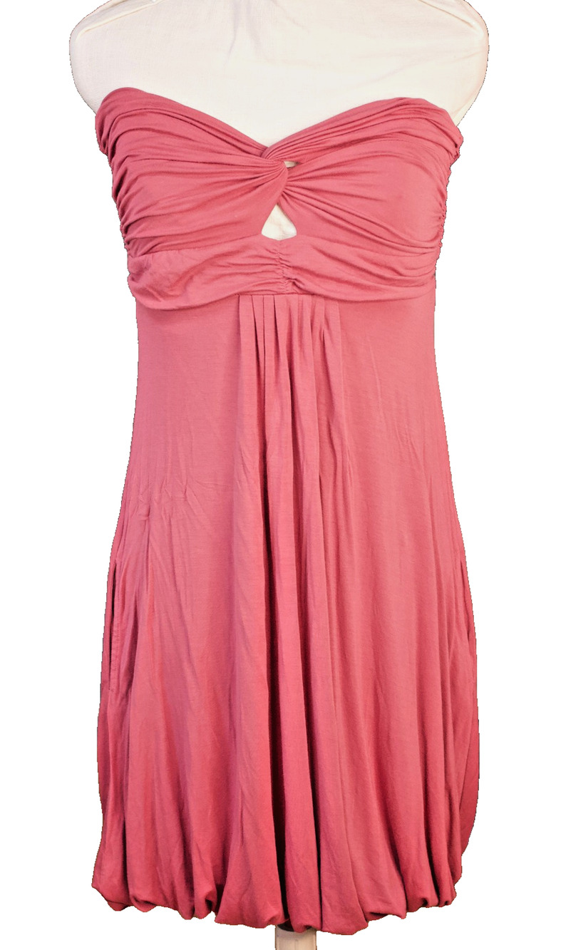 Miss Me Collection Pink Strapless Mini Dress M Ruched Bubble Hem